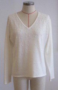 The original beaded jumper which is to be recycled in to the skirt.